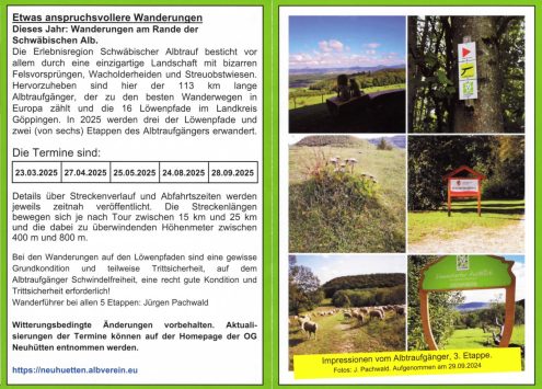 Wanderungen am Rande der Schwäbischen Alb